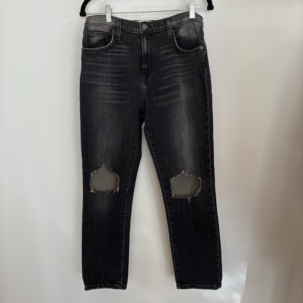 Current/ Elliot Vintage Cropped Slim Fit Distressed Jeans Black/Gray Size 29 NWT